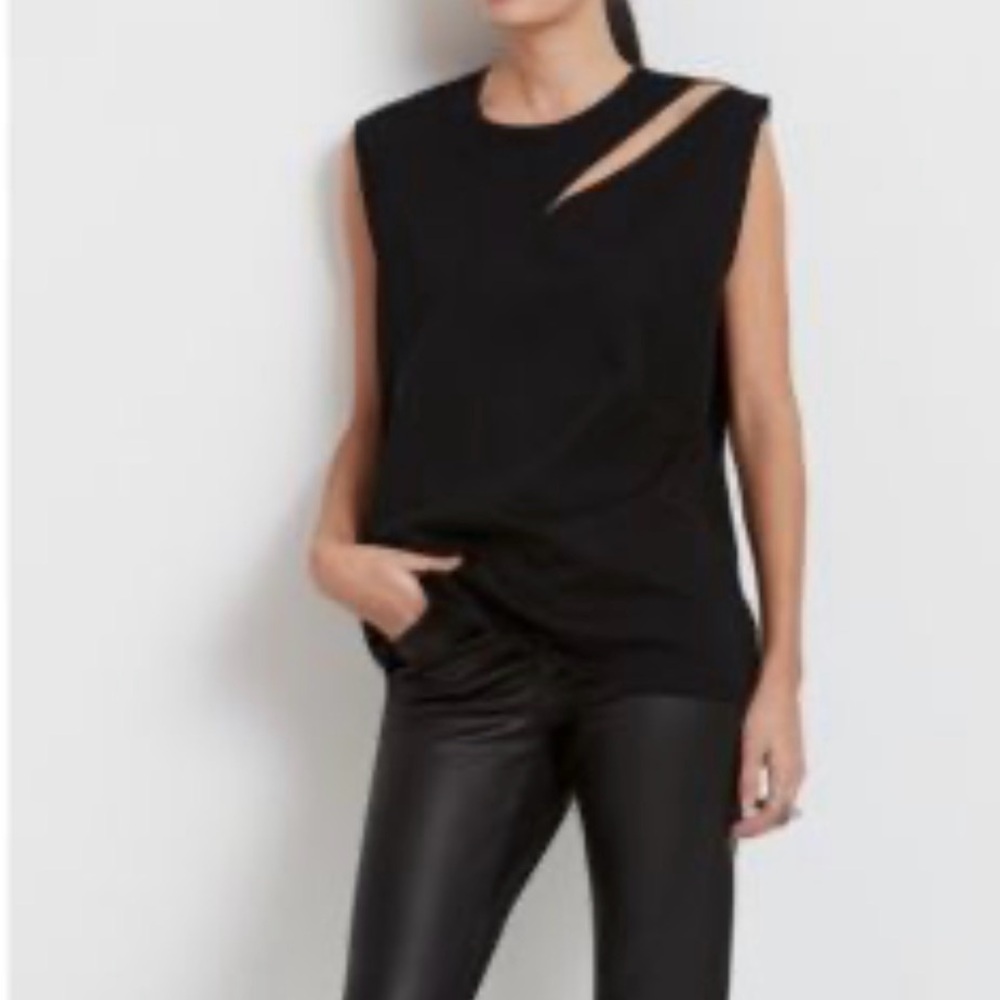 Marcella Elegant Black Cut-Out Muscle Tee AO0130